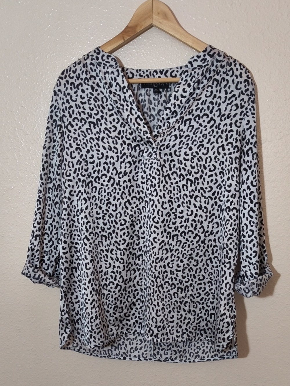 Fred David Black and White Leopard Print V-Neck Tunic